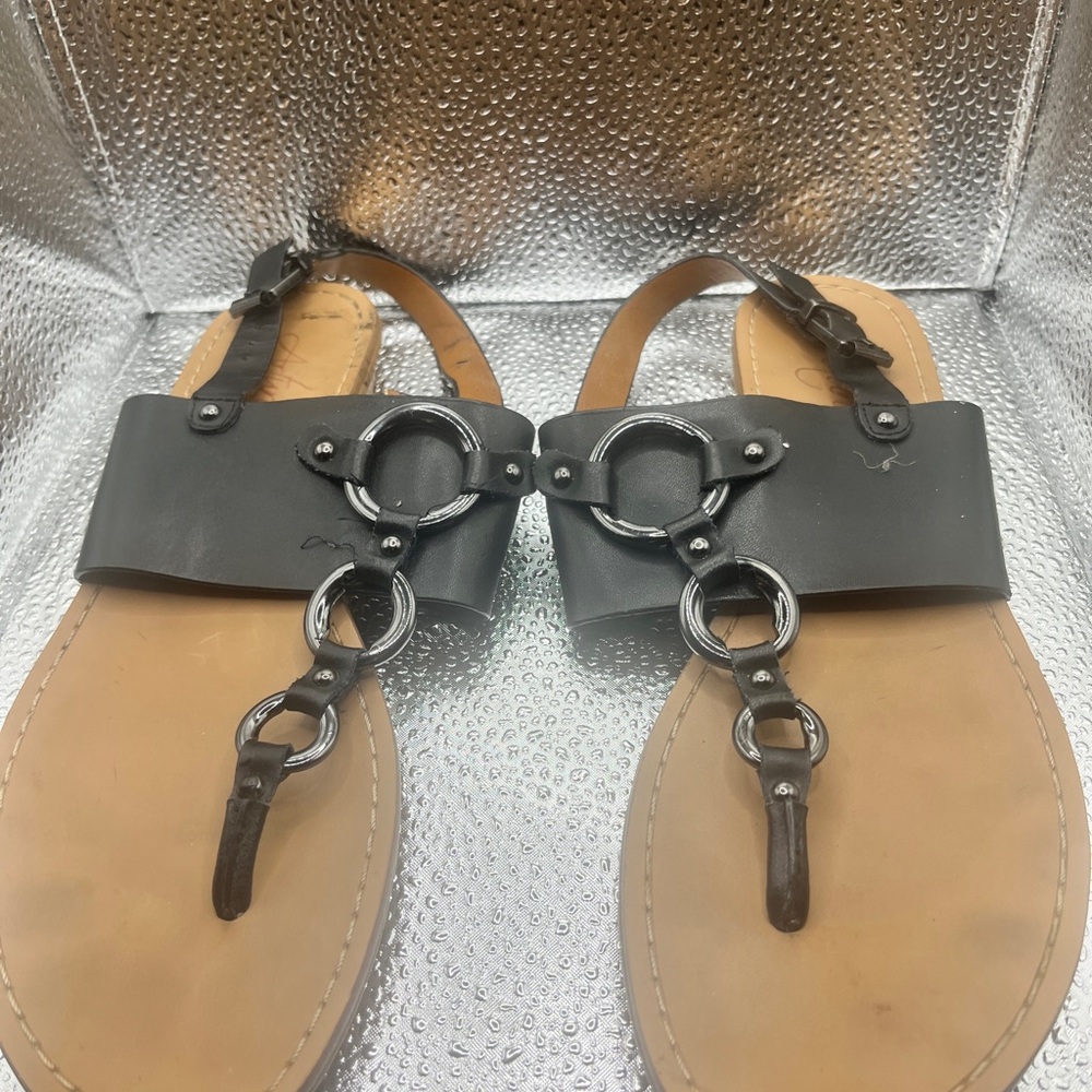Women's Black Leather Sandals